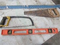 MISC. TOOLS (SAWS, LEVEL & DRYWALL SQUARE)