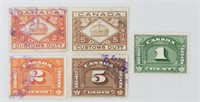 5 pcs CAD Customs / Duty Stamps