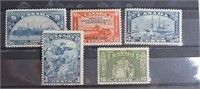 5 pcs 1933-34 Canada 3c, .5c, .10c & .20c Stamps