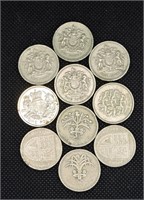 10 pc British Pounds Coin Lot - Assorted Dates