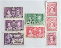 8 pcs Newfoundland Stamps 2,3,4,5 cent Stamps