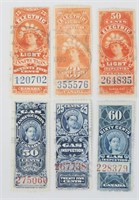 6pcs Vintage Canada Revenue Inspection Stamps