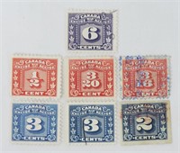 7 pcs1912 Vintage CAD Excise Stamps