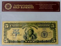 24kt Gold Foil USD $5 Fantasy Note
