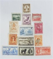 13 pcs Vintage Newfoundland Stamps