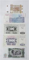 5 pcs Assorted Foriegn Banknotes