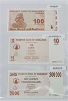 Assorted Vintage Zimbabwe Banknotes - VG