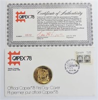 1978 CAPEX Silver Coin & First Day Cover Stamp
