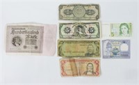 7 pcs Assorted Vintage Banknotes (Foriegn)