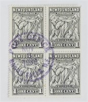 1939 Used Newfoundland 1c Codfish Stamp Block