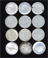 12 pcs CAD Silver .10c Coins