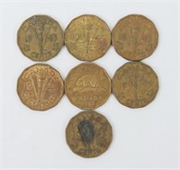 7 pcs 1942 & 43 CAD Tombac .05c Coins