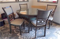 DINING TABLE W/4 UPHOLSTERED SEAT CHAIRS, 47" ....