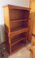 (2) OAK BOOKCASES (HOOKED TOGETHER) 34-1/2" W....