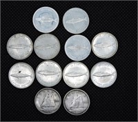 12 pcs CAD Silver .10c Coins