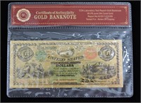24kt Gold Foil $100 USD Fantasy Note