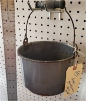 Gray graniteware berry pail bucket rare