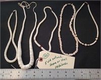5 old natural stone / shell necklaces puka etc