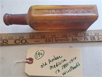 Old amber medicine bottle Wiinstead's Lax Fos