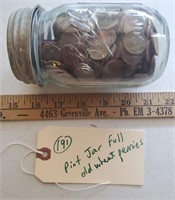 500+ old Lincoln wheat cents pennies + fruit jar