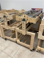 5 Rolling Wooden Pinball Work Carts