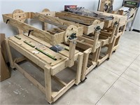 5 Rolling Wooden Pinball Work Carts