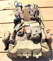 Survival/Tactical Vest w/Several Pouches & Accessories (front view)