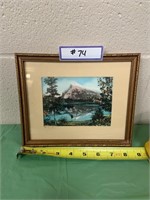 Vintage framed Mountain scene. By Mc Rundle. 8.5"