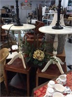 PAir of cream colored end tables