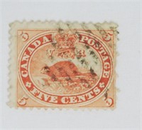 1859 Canada .5c Beaver Stamp