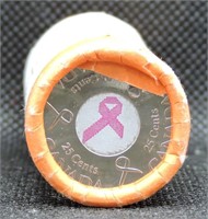 2000 CAD Bank Roll Breast Cancer Ribbon .25c Coins