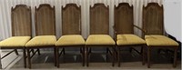 VINTAGE MID CENTURY 6 DINING CHAIRS GOLD CUSHION