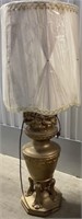 LARGE GOLD TONE TABLE LAMP
