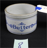 Stoneware Blue & White Butter Crock