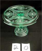 Victorian Green Glass Cake Stand