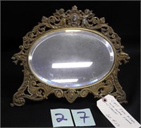 Cast Iron Mirror Ornate Frame w/Cherubs