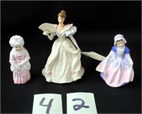 3 Figurines of Woman - Royal Doulton, Lenox, Etc