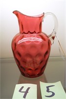 Victorian Cranberry Art Glass Pitcher