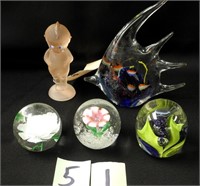 5 Glass Paperweights