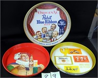 3 Beer Trays Falstaff, Pabst, Kaier's