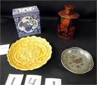 Lot of 4 Chinese Items Rare Yellow Plate