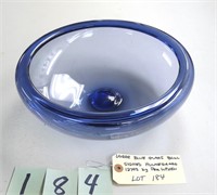 Large Blue Glass Bowl Signed Holmegaard 12793