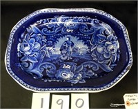 Historical Flow Blue Platter "Penee Plenty" Eagle