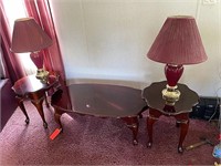 Coffee Table, 2 End Tables, 2 Lamps
