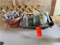 Basket & Strainer, Dairy Bottles, Green Jar