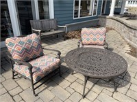 PATIO FURNITURE AND WOOD BENCH