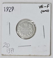 1929 CAD Silver .10c Coin