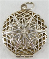 Vintage Sterling Silver Filigree Round Locket