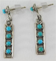 Vintage Sterling Silver and Turquoise Earrings -