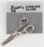 Sterling Silver Scissors Shears Charm - 1.86